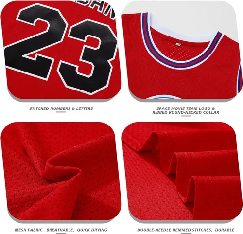 Vista 2 de Camiseta de baloncesto para hombre #23 camisetas de película espacial de los años 90 para Halloween, hip hop, ropa de fiesta, camisas deportivas