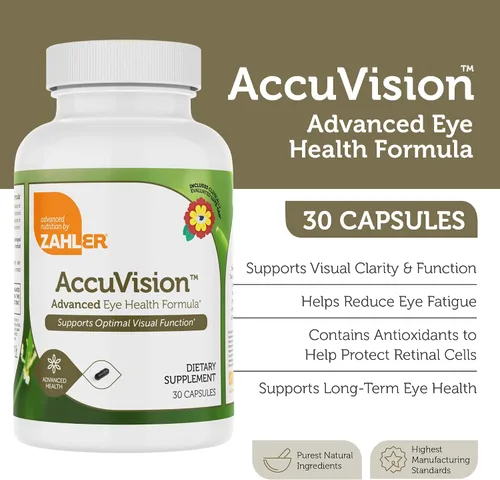 Vista 4 de Zahler AccuVision, fórmula avanzada para la salud ocular, 30 cápsulas