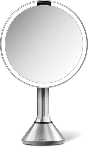 Vista 10 de simplehuman Espejo con sensor, espejo de maquillaje iluminado con aumento (5X), espejo redondo de 8 pulgadas con lupa con luces, inalámbrico, acero