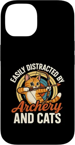 Vista 4 de Funny Cat Parent Gift Easily Distracted by Archery and Cats Case for iPhone 17