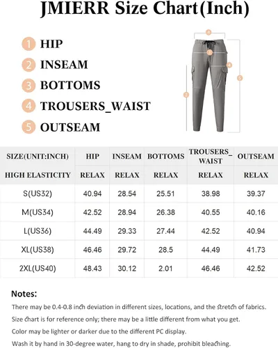 Vista 6 de JMIERR Pantalones cargo de moda para hombre, casuales, de algodón, elásticos, de sarga con cordón, pantalones deportivos con 6 bolsillos