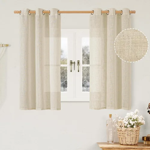 Vista 50 de LAMIT Cortinas de lino marrón caramelo para sala de estar, 84 pulgadas, de lino sintético, texturizado, filtrante de luz, paneles de privacidad