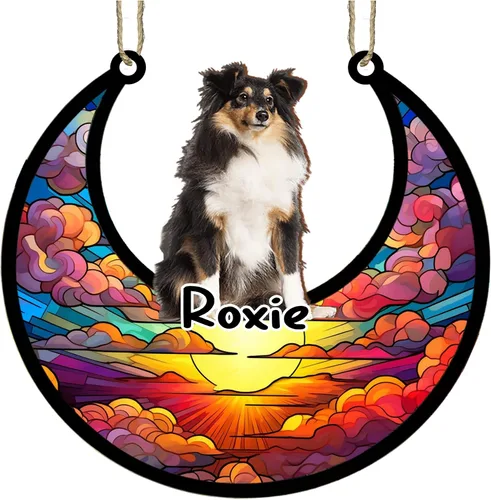 Vista 48 de LOVELYPOD Adorno de Navidad personalizado para perro pastor australiano, atrapasoles conmemorativo, adorno de Navidad de pastor australiano