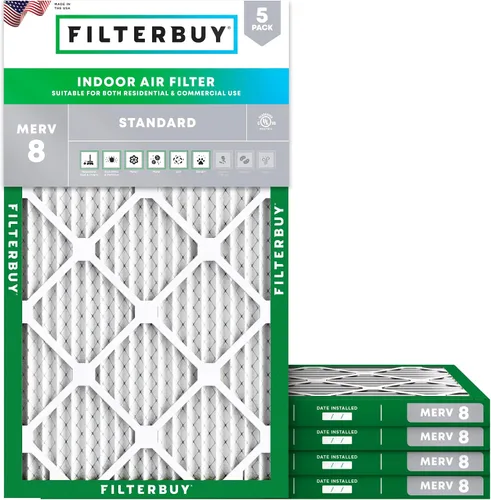 Vista 13 de Filterbuy Filtro de aire de 8 x 14 x 1 pulgadas MERV 8, protección contra el polvo (paquete de 5), filtros de aire de repuesto plisados HVAC