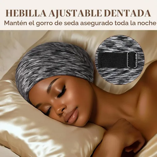 Vista 4 de LULUSILK Gorro de Dormir con Forro de Seda de Morera, Se Acabó el Cabello Encrespado y Enredado, Envoltorio de Cabello de Seda que se Mantiene