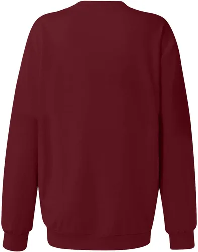 Vista 3 de Sudadera de cuello redondo para mujer, para otoño, lisa, básica, holgada, con bolsillo