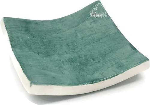 Vista 14 de Clay Ring Dish, Small Square Handmade Ceramic Trinket Dish, Small Tealight Candle Holder, Teabag Holder (Aquarius)