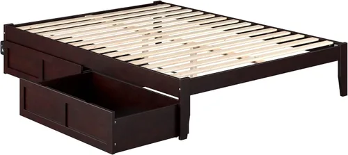 Vista 3 de AFI, Colorado - Cama de plataforma Queen con 2 cajones de almacenamiento, color espresso