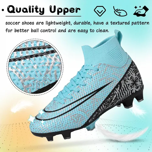 Vista 2 de RDYLBU Kids Soccer Cleats Boys Girls Football Cleats Turf Soccer Shoes AGFG