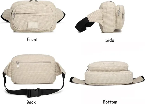 Vista 5 de Ibalulu Riñonera cruzada para mujer a la moda, bolsa para cinturón grande de 5 litros, bolso de pecho con correa ajustable, riñoneras de moda