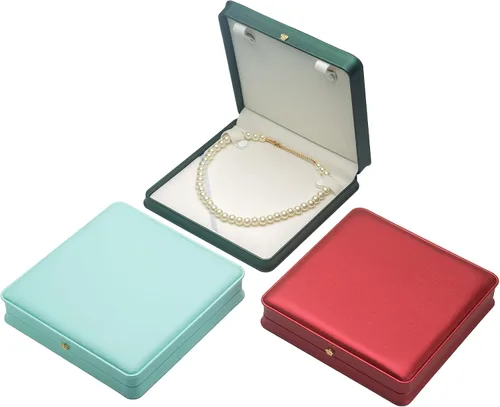Vista 7 de Cadena larga de perlas PU collar caja de regalo vitrina soporte de almacenamiento (rojo)