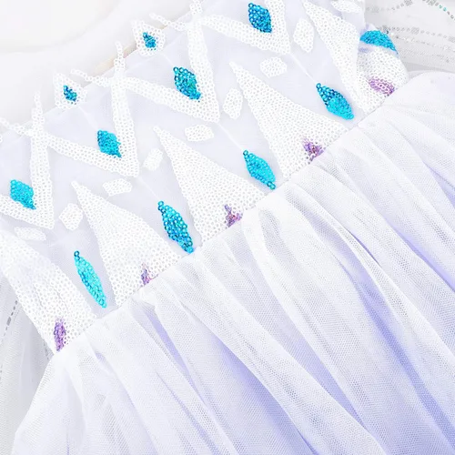 Vista 6 de JerrisApparel Disfraz de princesa para niña, vestido de fiesta de nieve, disfraz de Halloween o cosplay