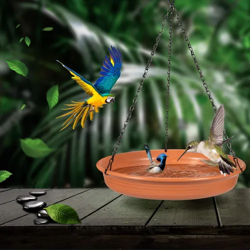 Vista 8 de Baño Colgante para Pájaros Alimentador Colgante para Pájaros - CARGEN Garden Bandeja de Baño para Pájaros Plato Alimentador de Vida Silvestre Cuenco