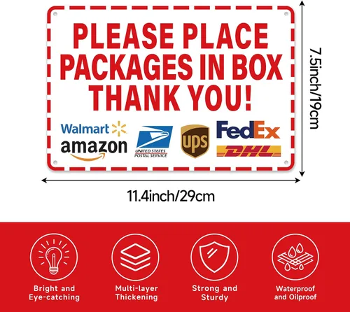 Vista 2 de Por favor, deja paquetes y entregas aquí, letrero autoadhesivo impermeable y duradero, coloca paquetes en la caja, pegatina para entregar paquetes