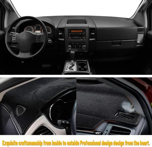 Vista 5 de Tapete antideslizante para tablero de instrumentos compatible con Nissan Titan 2004-2012, protector solar (borde negro)