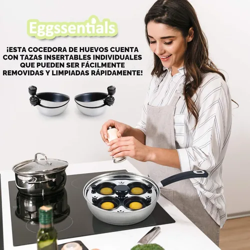 Vista 3 de Escalfador de Huevos - Eggssentials Sartén para Huevos Escalfados, Sartén de Acero Inoxidable para Huevos Escalfados, Cocinador de Huevos Escalfados