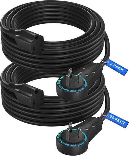 Vista 11 de Maximm Cable de extensión de enchufe plano giratorio de 360°, cable de extensión de 3 clavijas, cable de alimentación de 16 Awg, color negro