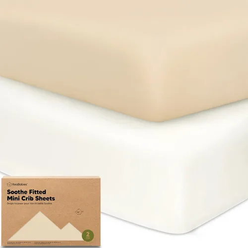 Vista 24 de 2 paquetes de sábanas ajustadas para mini cuna - 38x26 sábanas Pack N Play para colchón Pack and Play, algodón orgánico, ropa de cama transpirable