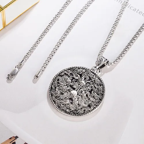 Vista 4 de Collar de plata de ley 925 para hombre, 100 % de plata de ley 925, diseño vintage, colgante de dragón, joyería de plata para hombre, regalo