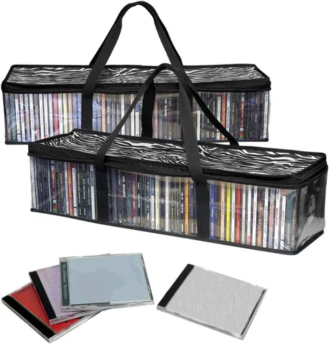 Vista 16 de Evelots Bolsa para Cintas de Casete - Organizador Transparente con Asas - Fácil de Transportar - Sin Polvo ni Humedad - Capacidad para 50 Cintas