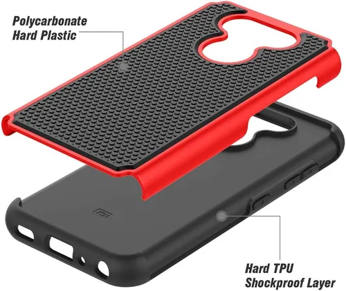 Vista 7 de Funda a prueba de golpes para LG Aristo 5 / Aristo 5+ / Fortune 3 / Risio 4 / Phoenix 5 / K8X / K31 / Tribute Monarch (5.7 pulgadas, 2020) [Rojo]