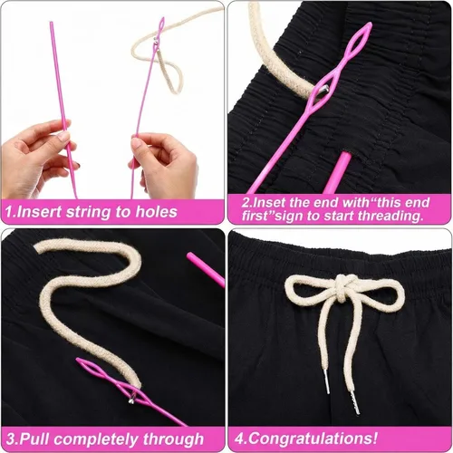 Vista 3 de Jetec Cordones de repuesto con cordón fácil de enhebrar para pantalones deportivos, pantalones cortos, pantalones, chaquetas (beige, azul marino)