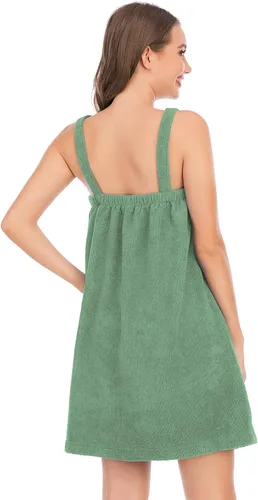 Vista 97 de Veseacky Toalla de baño para mujer con bolsillo, bata de spa ajustable y diadema facial