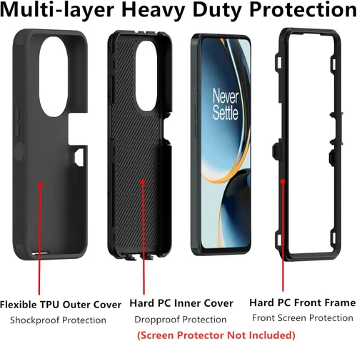 Vista 2 de Funda protectora resistente para Oneplus Nord N30 5G, resistente a prueba de golpes, a prueba de polvo, 3 en 1, para Oneplus Nord N30/CE 3 Lite 5G