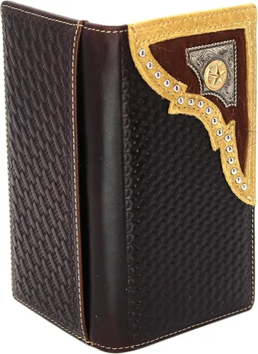 Vista 2 de West Star - Billetera para hombre, estilo de chequera, larga, plegable, con o sin pelo de vaca, 205F Star Deep Coffee