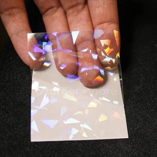 Vista 4 de Laminado holográfico de vidrio agrietado, vinilo adhesivo autoadhesivo de 30,5 x 30,5 cm para Cricut, pegatinas, tarjetas de intercambio, fotos