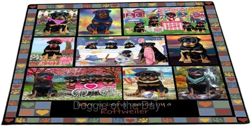 Vista 20 de Doggie of the Day Rottweiler Dogs Floor Mat - 4th of July Independence Day - Best Dog Doormat - Protector Decor - Unique Portrait Art - Premium