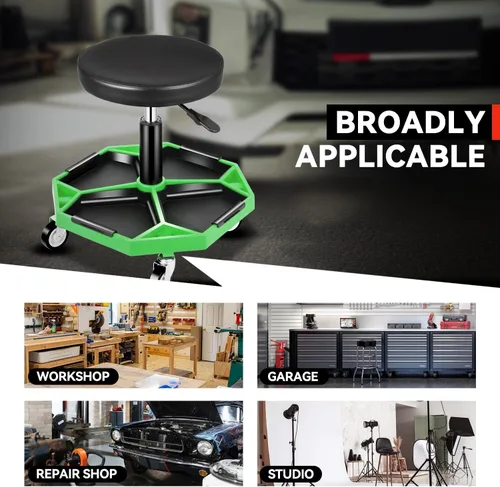 Vista 5 de Auto Dynasty - Taburete mecánico, ajustable, neumático, rodante para taller de garaje con bandeja de herramientas, asiento de 300 LBS para taller