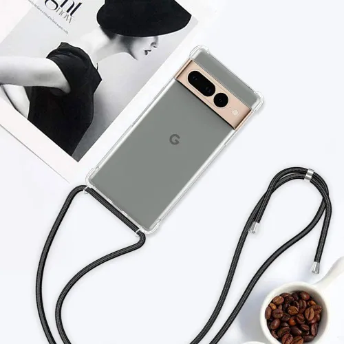 Vista 6 de Para Google Pixel 7 Clear Lanyard Case Ajustable Hombro Cuello Crossbody Correa Cubierta Del Teléfono Mujeres Niñas Suave Delgado Bumper A Prueba De