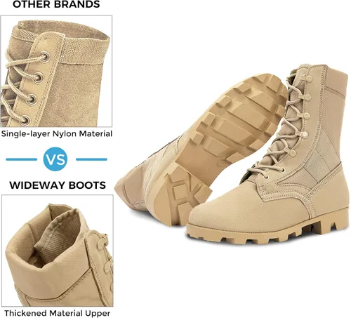 Vista 2 de WIDEWAY Botas tácticas del ejército para hombre botas de combate ligeras botas de selva botas de trabajo militares botas de desierto