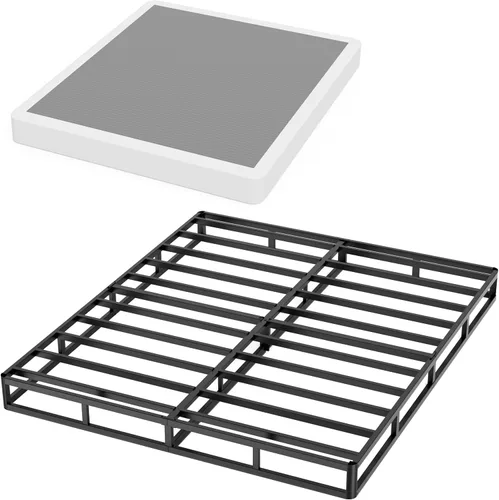 Vista 8 de Base de cama de metal resistente de 5 pulgadas con funda de somier de metal resistente y perfil bajo de 5 pulgadas para marco de cama, base