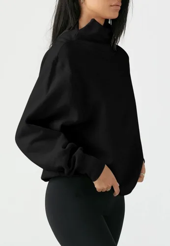 Vista 2 de Doshoop Sudadera de cuello alto de gran tamaño con capucha de manga larga para mujer