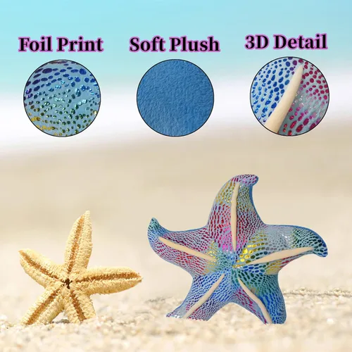 Vista 3 de Juguete de peluche de estrella de mar, animales marinos, animales marinos, linda decoración de habitación de playa y océano costero