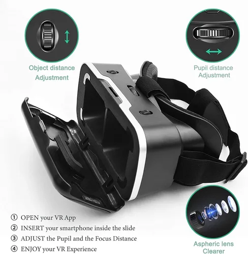 Vista 4 de VR Headset VR 3D Virtual Reality Headset for Movies and Games VR Glasses Goggles Compatible with Phone Android 2K Anti-Blue Lenses Adjustable Pupil