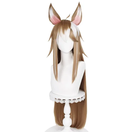 Vista 7 de Arataki Itto - Pelo sintético largo Inazuma liso blanco y rojo de anime, patillas largas, Halloween, carnaval, exposición de cómics, cosplay