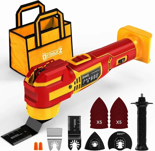 Vista 11 de Herramienta Oscilante Inalámbrica para Batería Dewalt de 20V, Herramienta de Motor sin Escobillas de 6 Velocidades Variables, Kit de Múltiples