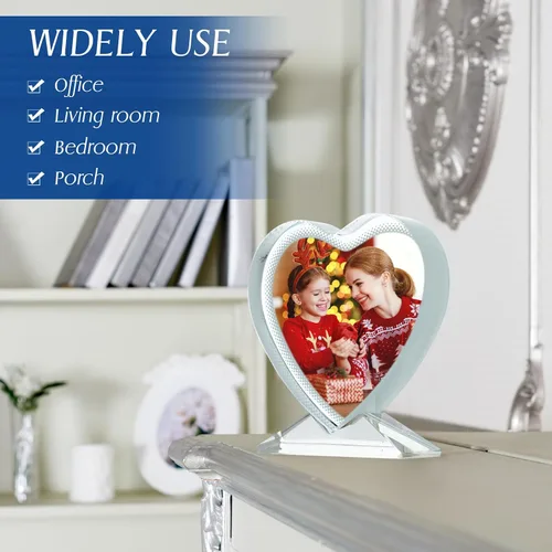 Vista 7 de Didaey 2 piezas de marcos de fotos de cristal para sublimación, decoración de mesa, placas decorativas, marco de fotos personalizado para Navidad