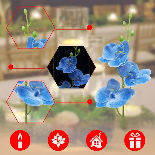 Vista 7 de LARDUX Flores artificiales para velas flotantes, centro de mesa de boda, mini orquídea, relleno de floreros para boda, mesa de comedor, fiesta