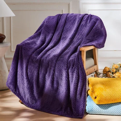 Vista 55 de NEWCOSPLAY Manta de Tiro Súper Suave Aqua Franela Sedosa Premium Fleece con Patrón de Hojas Ligera Manta de Cama para Uso en Todas las Estaciones