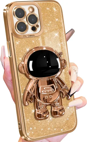 Vista 38 de Buleens Funda para iPhone 11 Pro Max Astronauta, Fundas Transparentes para iPhone 11 ProMax con Papel con Purpurina y Soporte de Astronauta, Mujeres