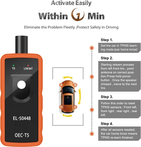 Vista 4 de JDIAG EL-50448 Herramienta de restablecimiento TPMS para el sistema de monitoreo de presión de neumáticos automático de GM, sensor de activación