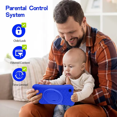 Vista 3 de PRITOM Tablet Android Quad Core de 8 pulgadas, 64 GB, WiFi, Bluetooth, cámara dual, educación, juegos, control parental, software para niños