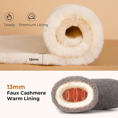 Vista 3 de HomeTop Pantuflas para botas de mujer con espuma viscoelástica cálida, para interiores y exteriores, con suela de goma