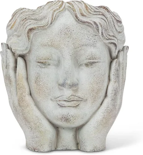 Vista 6 de Abbott Collection 27-DHARMA/350 SM - Maceta pequeña con cabeza de Buda, color gris (5.5 pulgadas de alto)