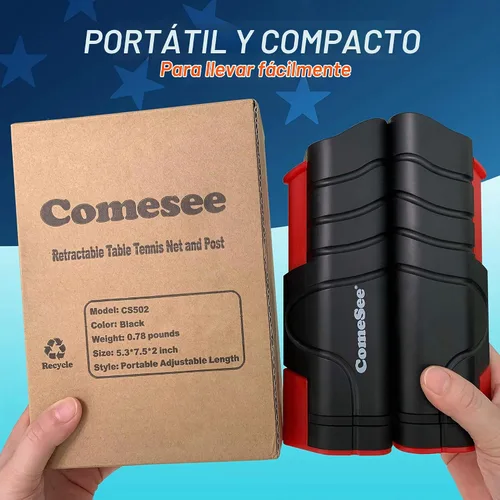 Vista 6 de Comesee Red de ping pong retráctil para cualquier mesa, redes de tenis de mesa y equipos de postes para reemplazo Negro