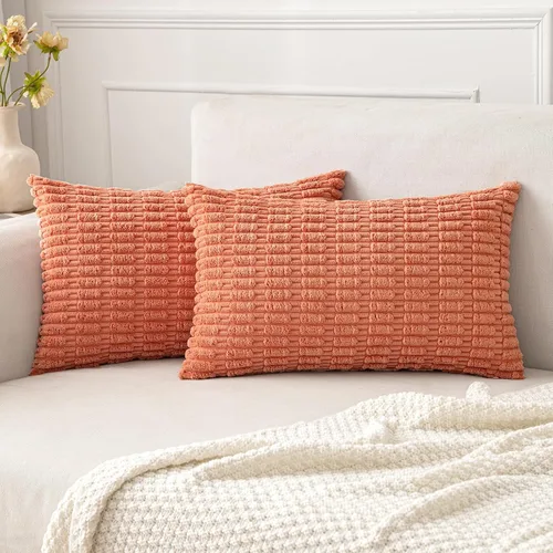 Vista 100 de MIULEE - Paquete de 2 fundas de cojín decorativas de corduroy, modernas y boho, suaves, con rayas, decoración del hogar, sofá, sala de estar, sillón